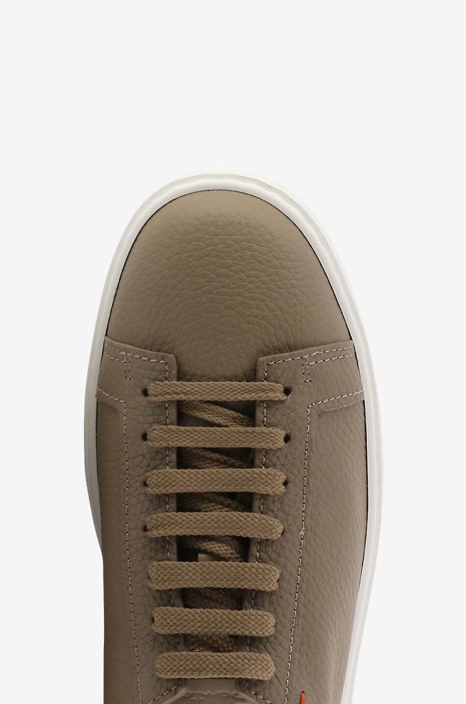 Baskets basses à lacets en cuir grainé souple