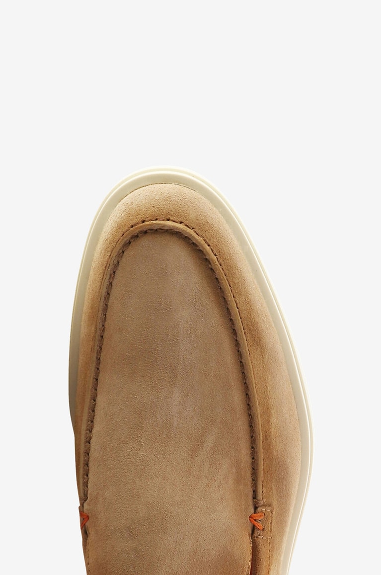 SANTONI Mocassins en daim à semelles en caoutchouc Homme Beige moyen 4