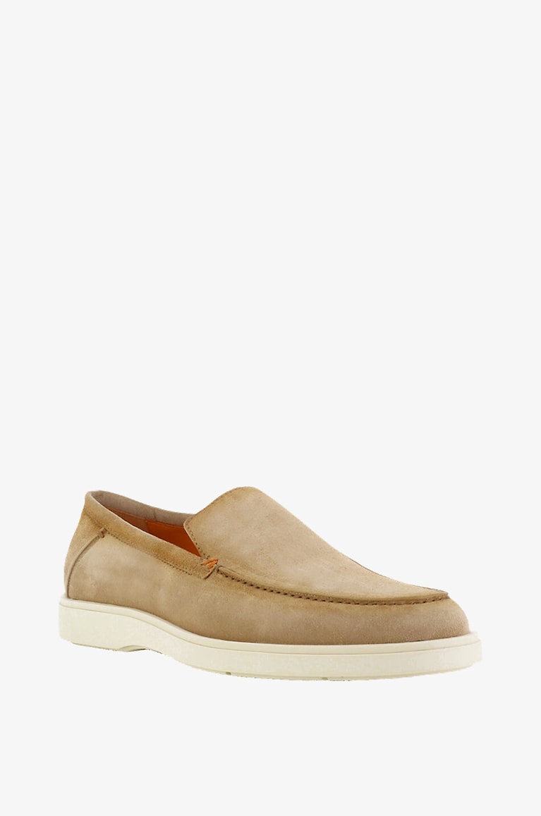 SANTONI Mocassins en daim à semelles en caoutchouc Homme Beige moyen 1