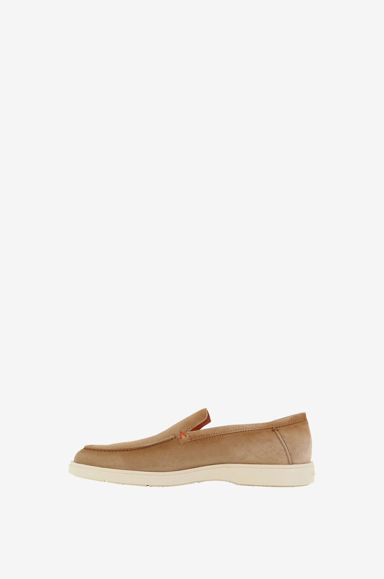 SANTONI Mocassins en daim à semelles en caoutchouc Homme Beige moyen 5