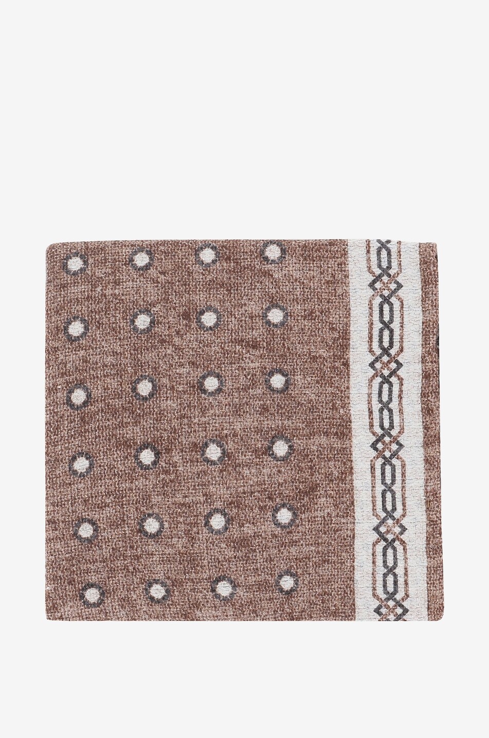 BRUNELLO CUCINELLI Silk pocket square with geometric and floral patterns Men MEDIUM BROWN 1