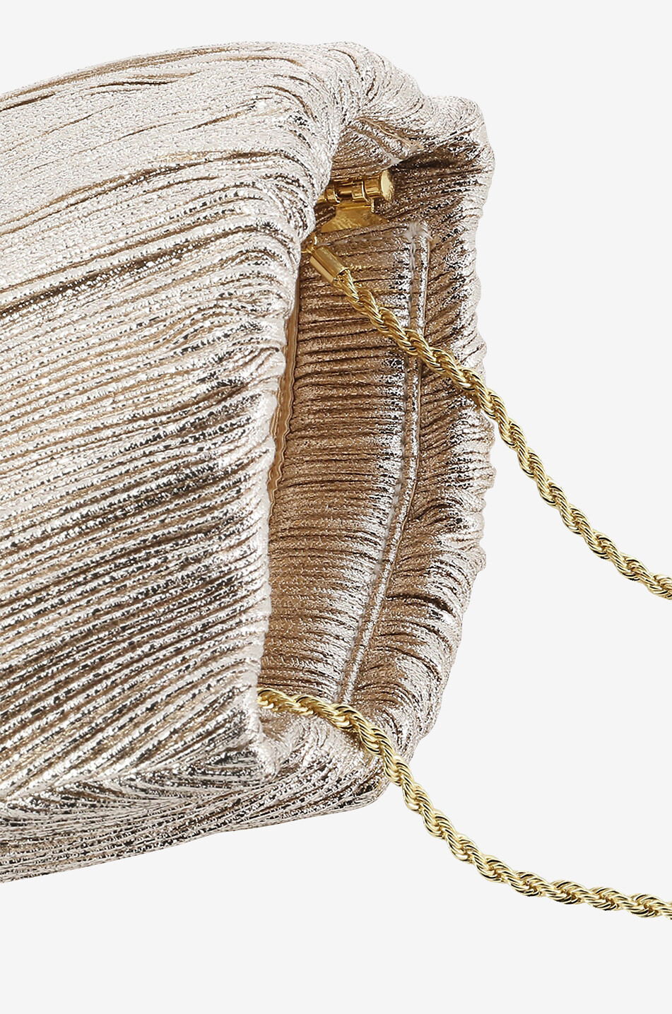 LOEFFLER RANDALL Plissierte Lurex-Clutch Brit Champagne Damen [akeneo-beigefonce] 5