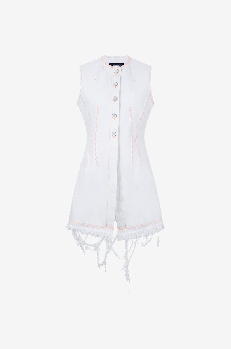 SPORTMAX Bleu frayed long denim vest Women WHITE 1