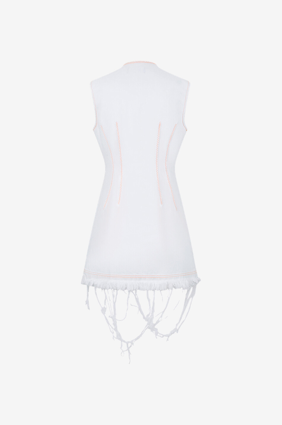 SPORTMAX Bleu frayed long denim vest Women WHITE 2