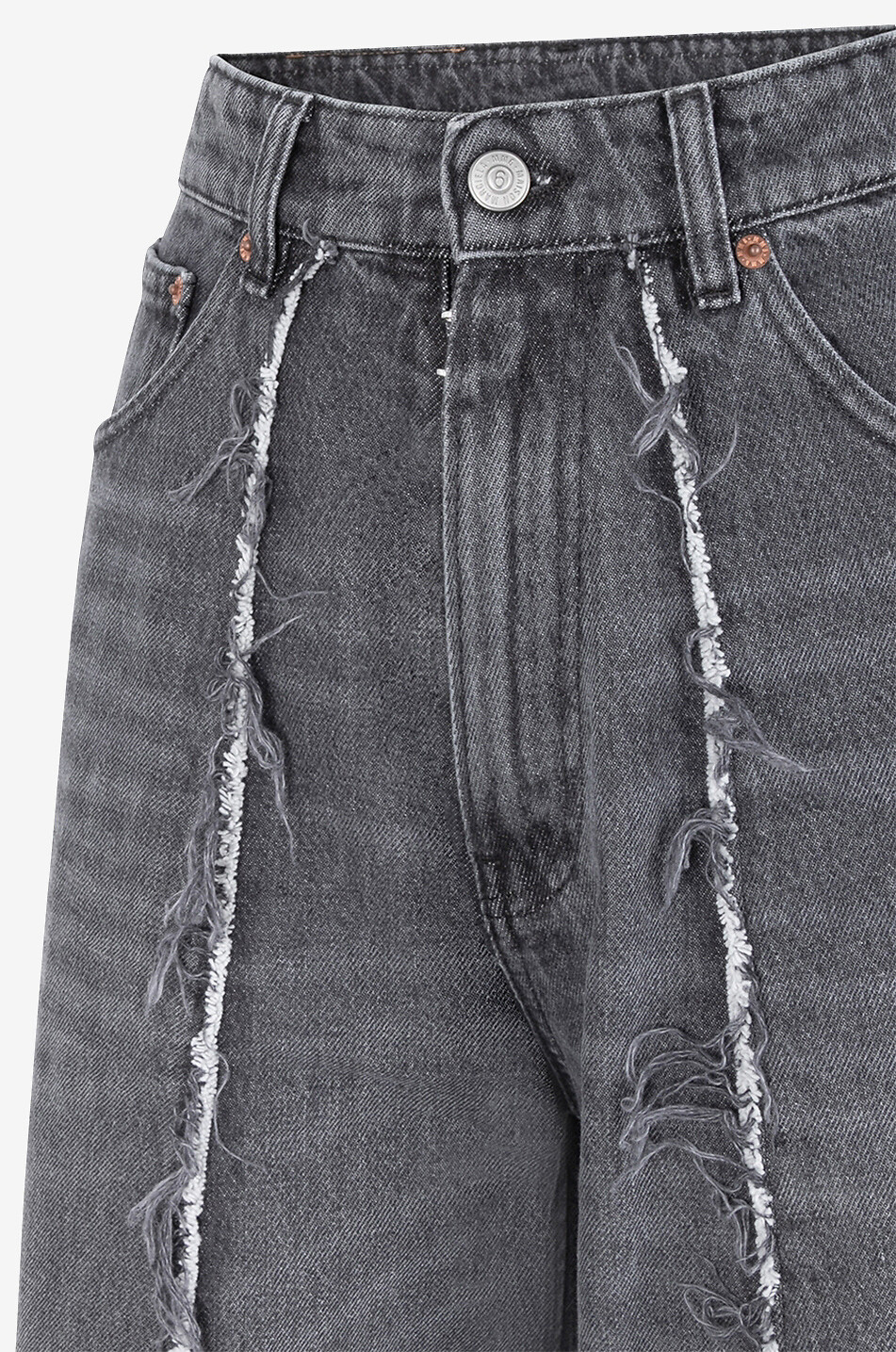 Jean large en coton à couture frontale effilochée