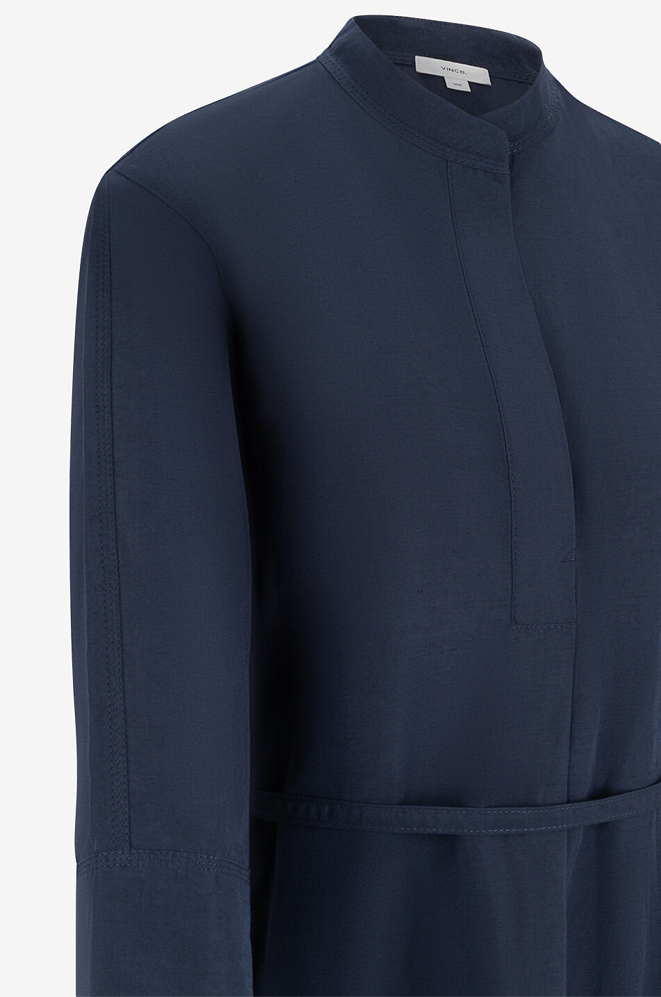 VINCE Robe tunique midi en coton et lin Femme BLEU MOYEN 3