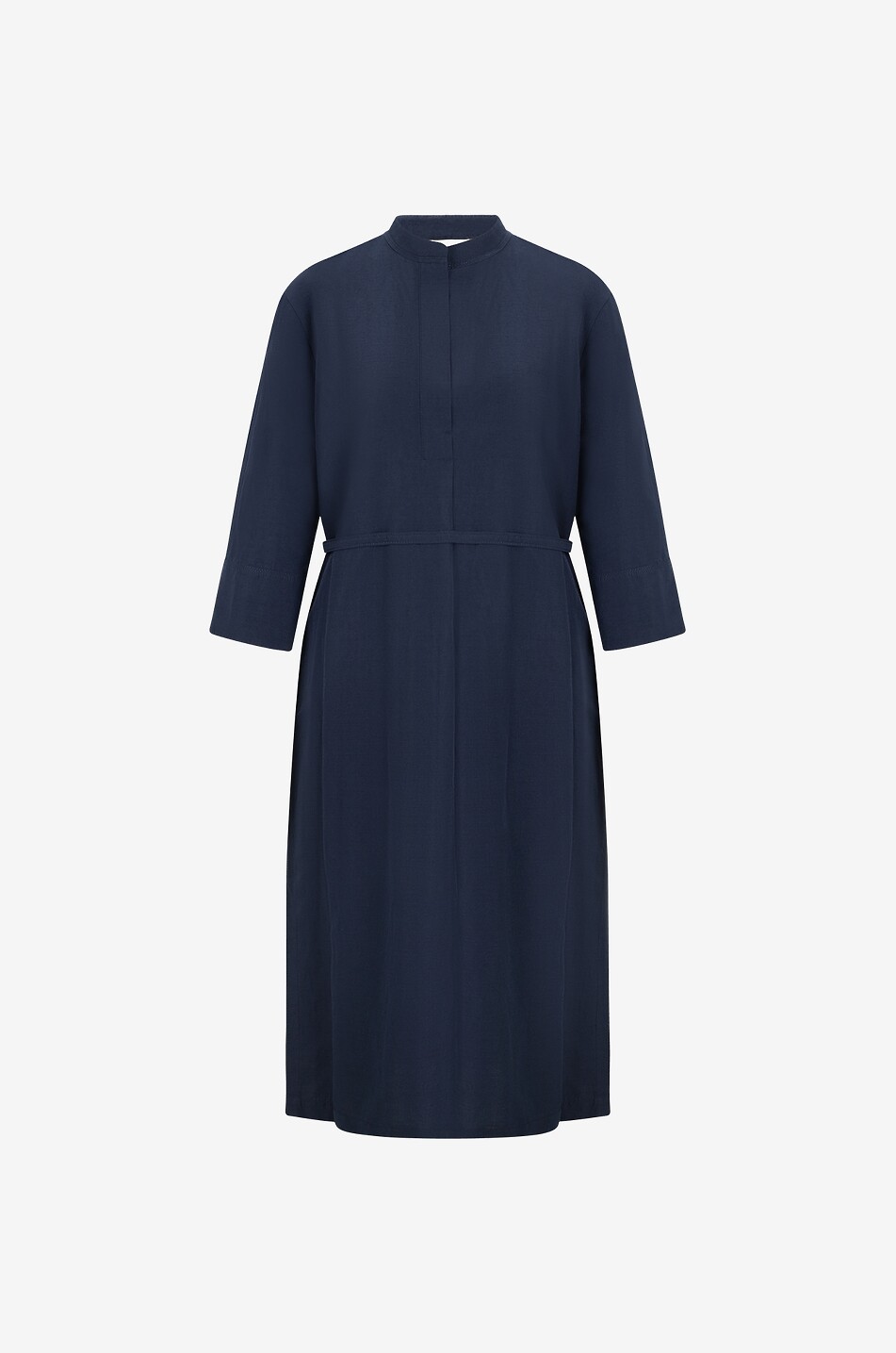 Robe tunique midi en coton et lin