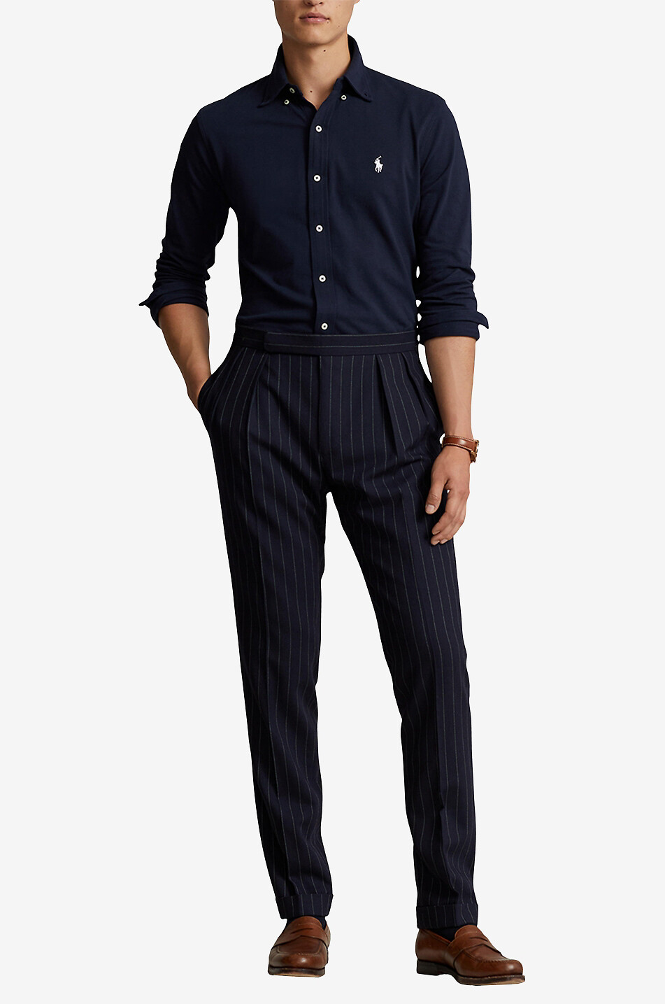 POLO RALPH LAUREN Hemd aus Baumwollpiqué Featherweight Herren DUNKELBLAU 4
