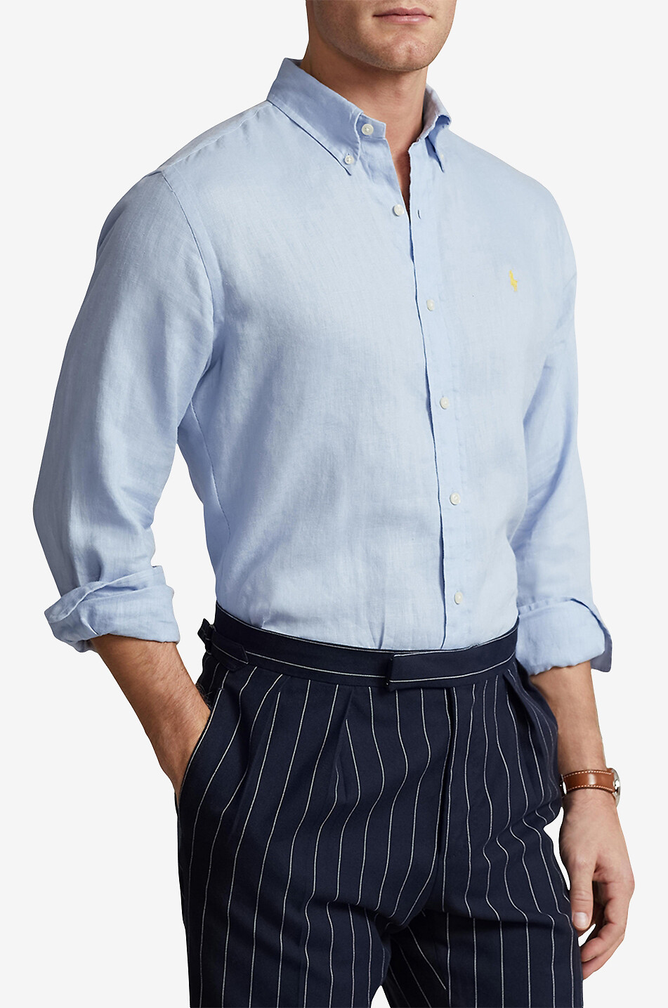 POLO RALPH LAUREN Langarm-Leinenhemd Custom Fit Herren HELLBLAU 2
