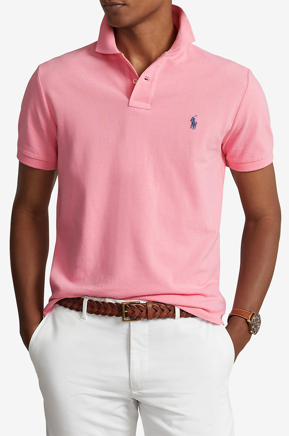 Custom Slim Fit Pony embroidered piqué cotton polo shirt
