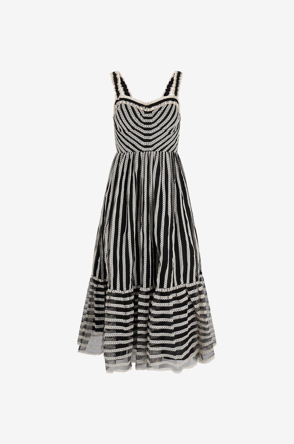 Robe midi à bretelles et galons Verona