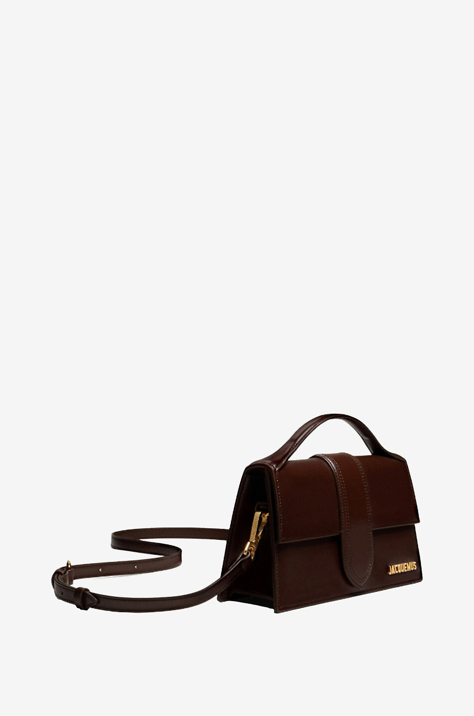 JACQUEMUS Sac à main en cuir lisse Le Grand Bambino Femme MARRON FONCÉ 2