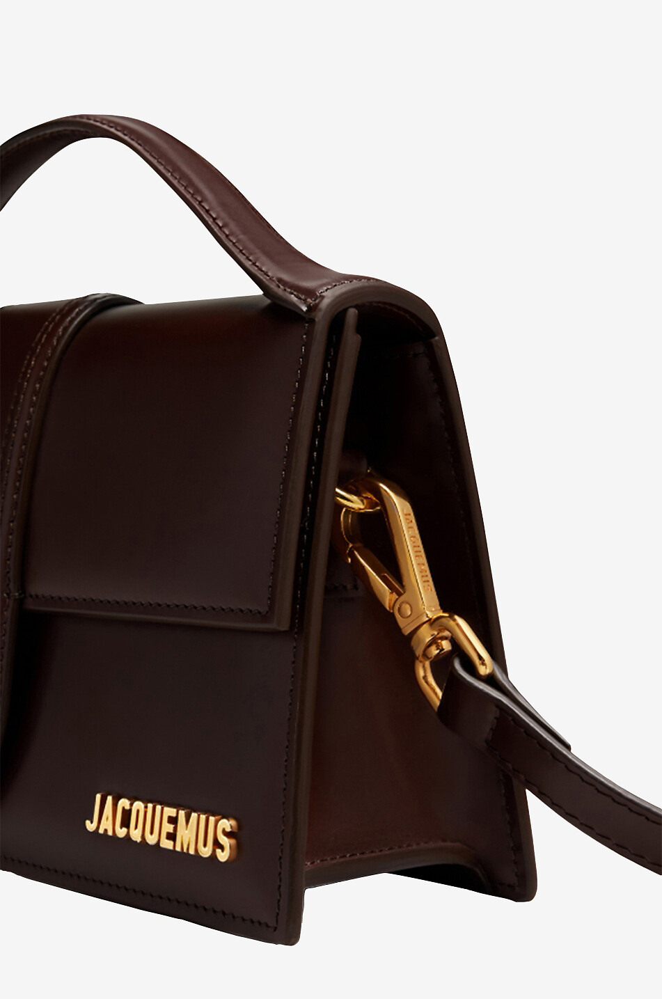 JACQUEMUS Sac à main en cuir lisse Le Grand Bambino Femme MARRON FONCÉ 4