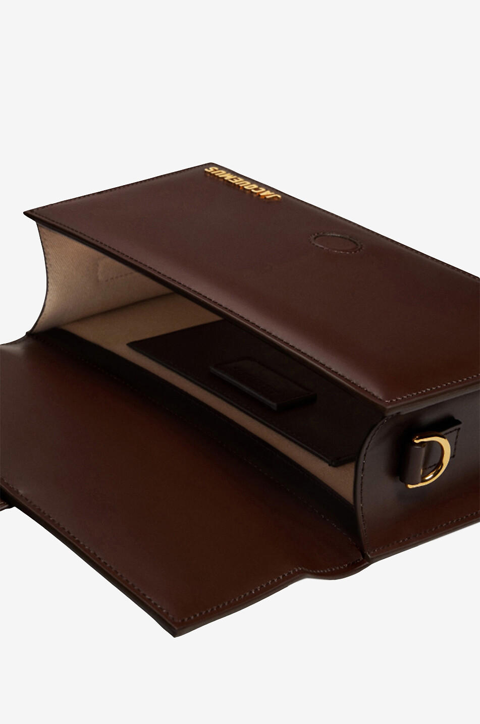 JACQUEMUS Sac à main en cuir lisse Le Grand Bambino Femme MARRON FONCÉ 5