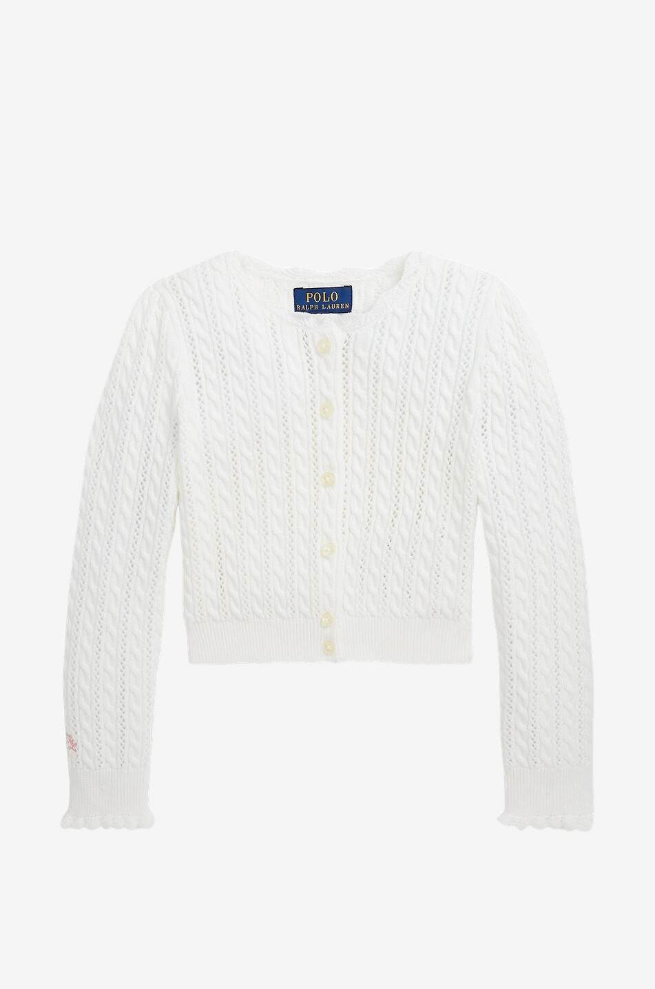 Girl's openwork and cable knit cardigan