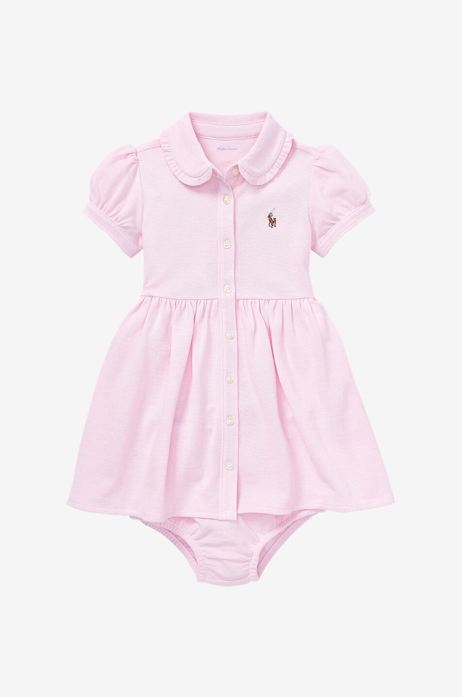 POLO RALPH LAUREN Robe bébé et bloomer en coton piqué Pony Bébé ROSE CLAIR 1