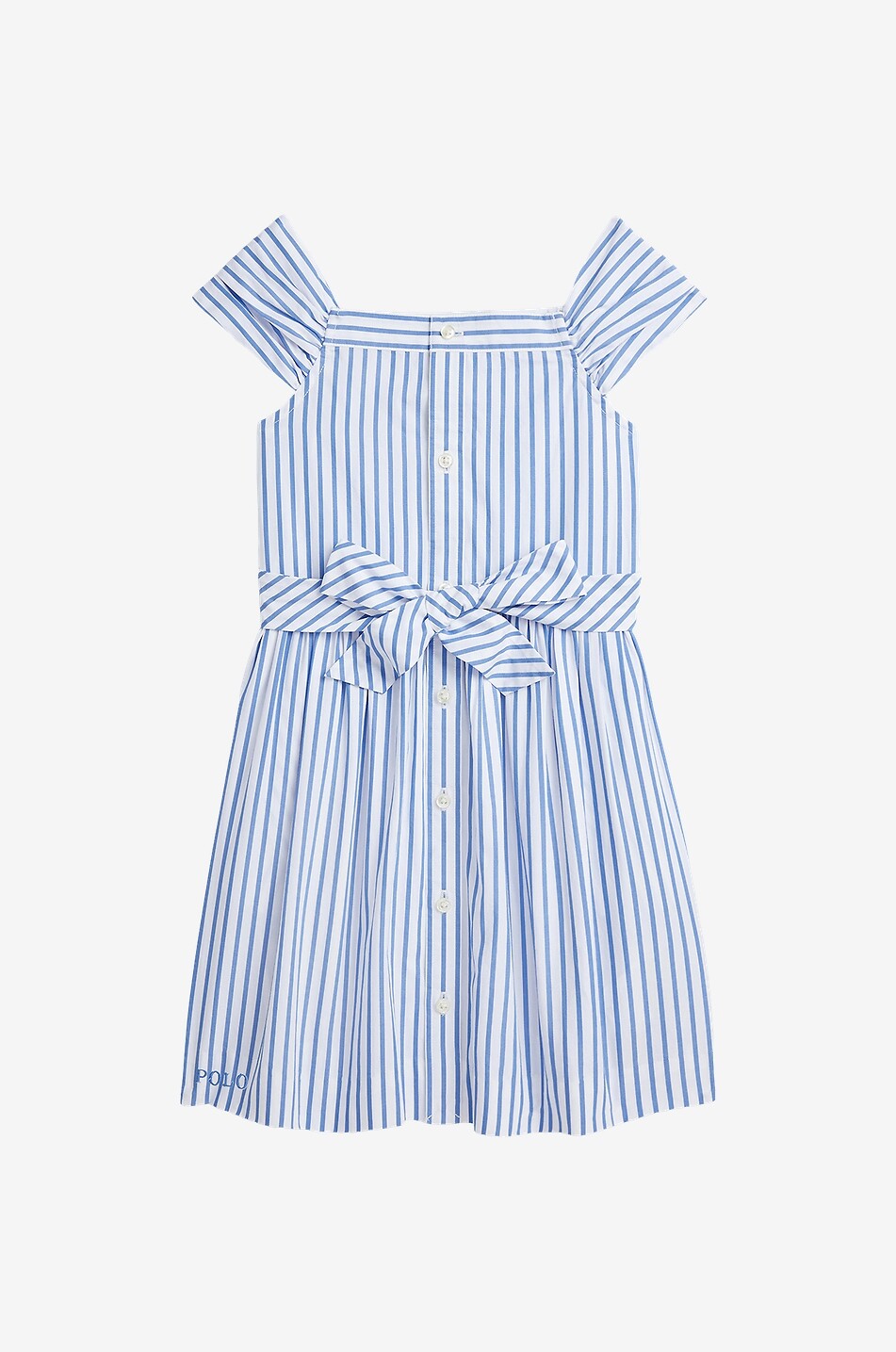 Robe boutonnée à bretelles fille en popeline rayée