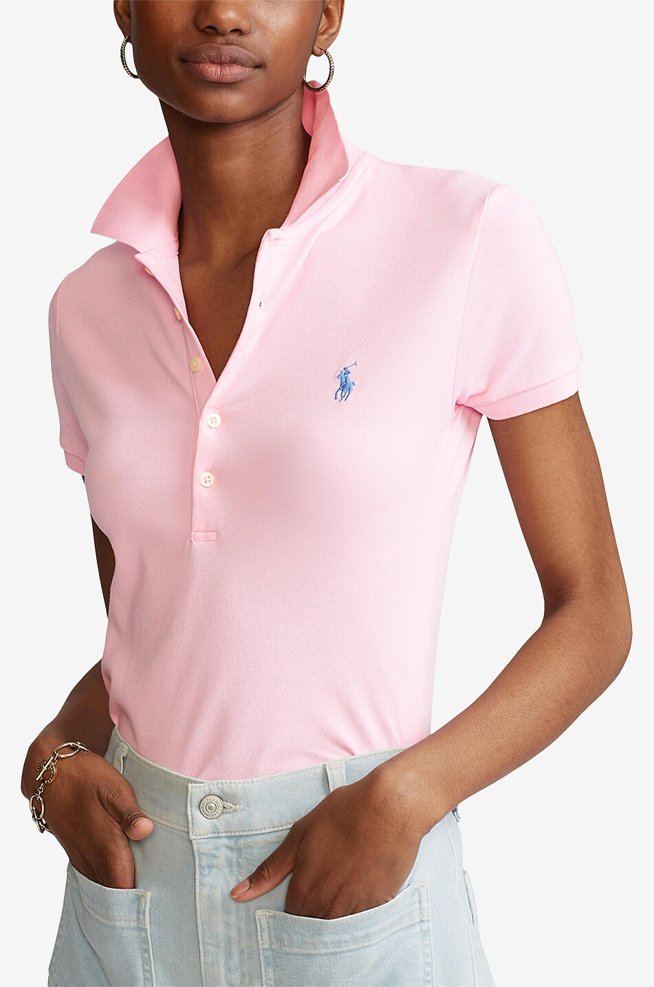 Polo à manches courtes slim Pony POLO RALPH LAUREN ROSE CLAIR
