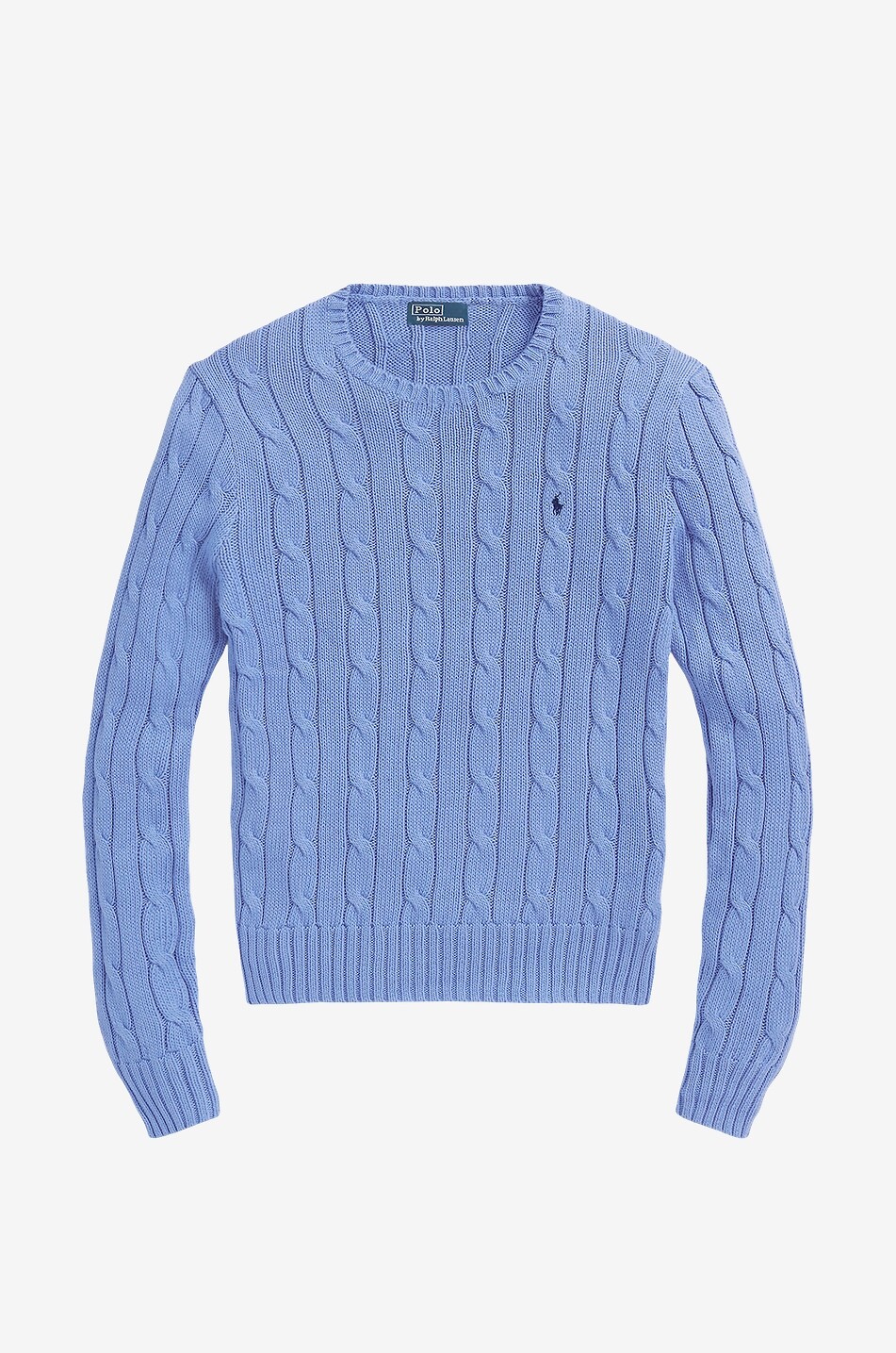 Rundhals-Zopfstrickpullover aus Baumwolle Pony