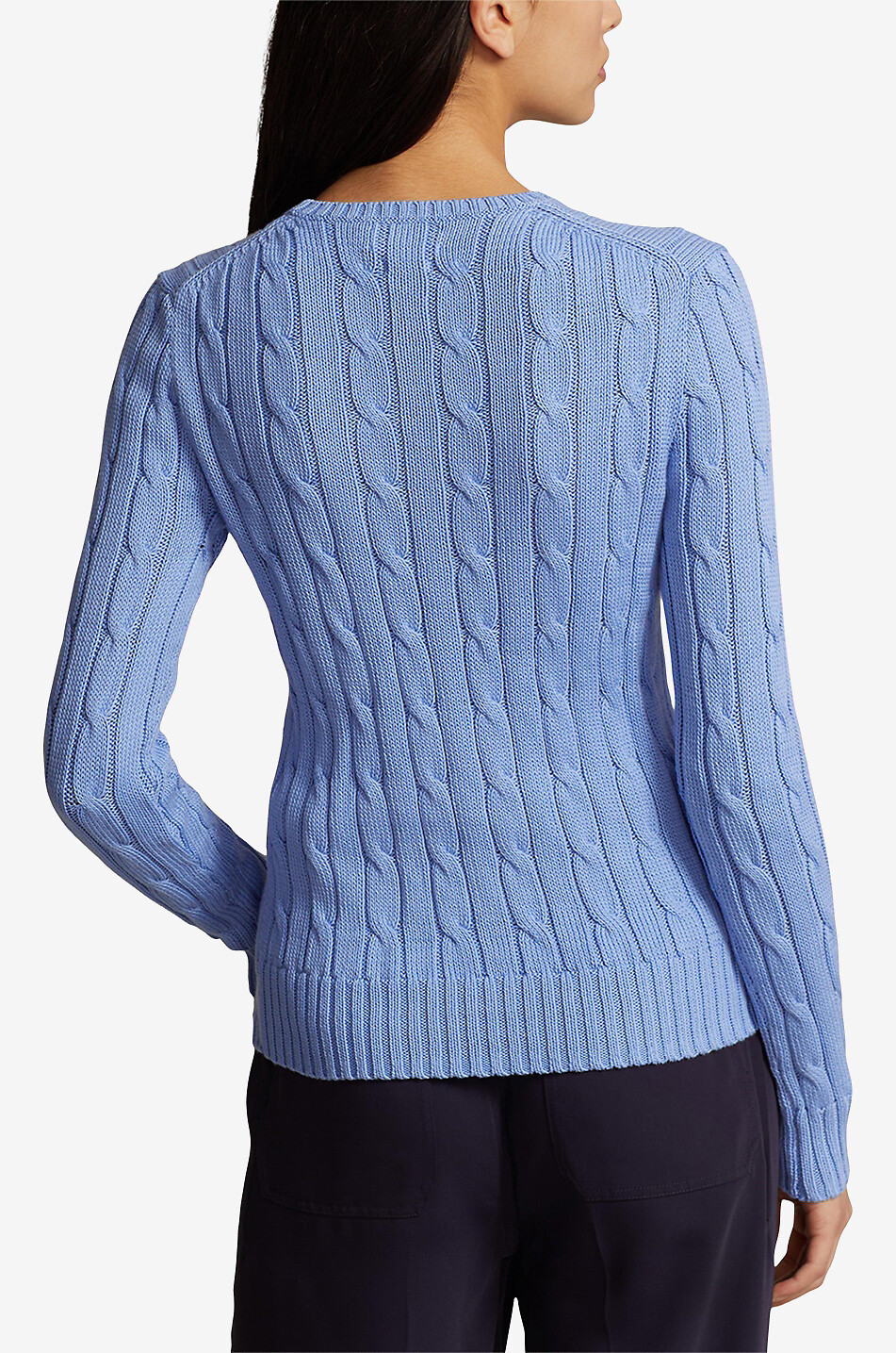 POLO RALPH LAUREN Pull torsadé à col rond en coton Pony Femme BLEU 3