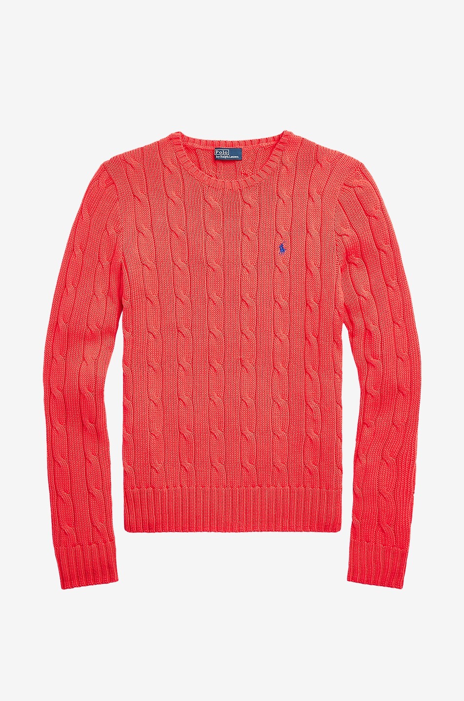 Rundhals-Zopfstrickpullover aus Baumwolle Pony