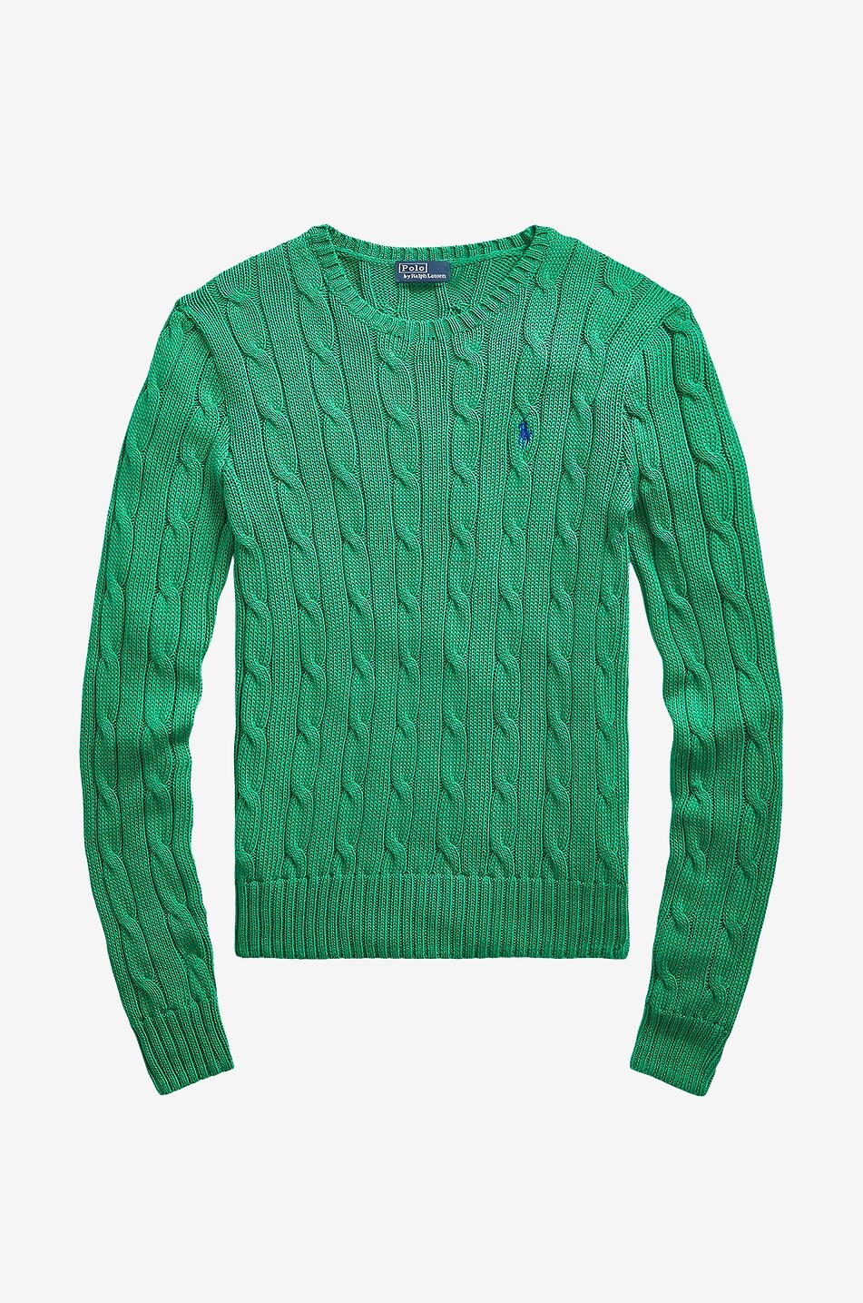 Pony crewneck cable-knit cotton jumper