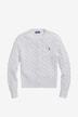 Pony cotton cable-knit round-neck cardigan