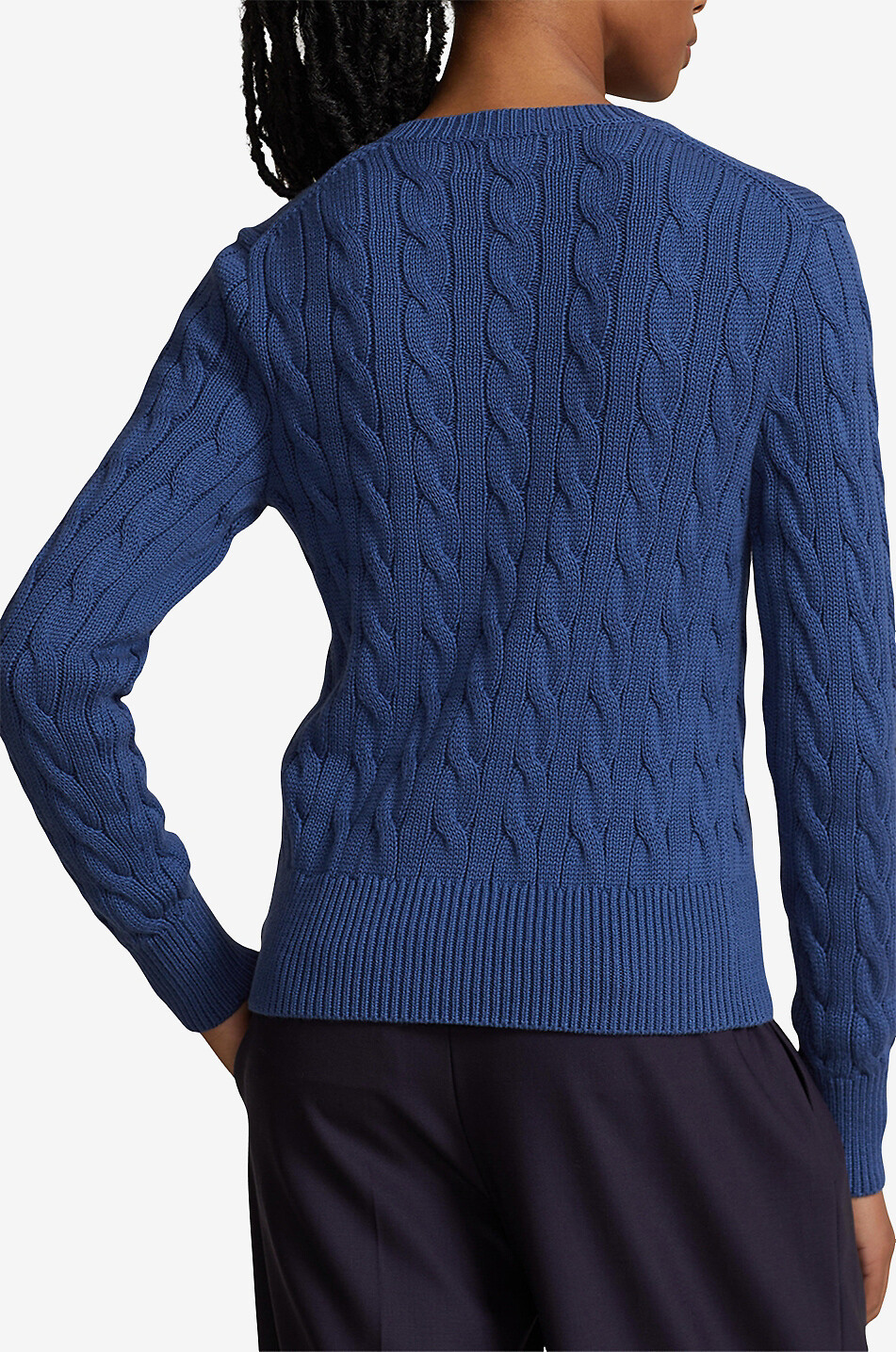 POLO RALPH LAUREN Pony cotton cable-knit round-neck cardigan Women DARK BLUE 3