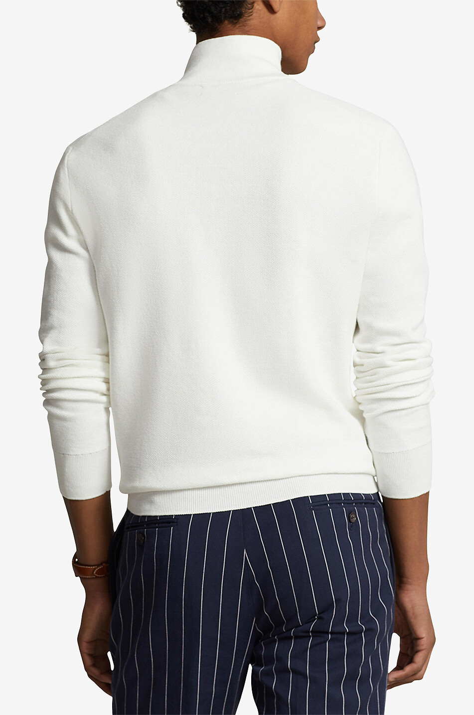 POLO RALPH LAUREN Piqué-Strick-Pullover mit Stehkragen und Reissverschluss Pony Herren CREMEFARBEN 2