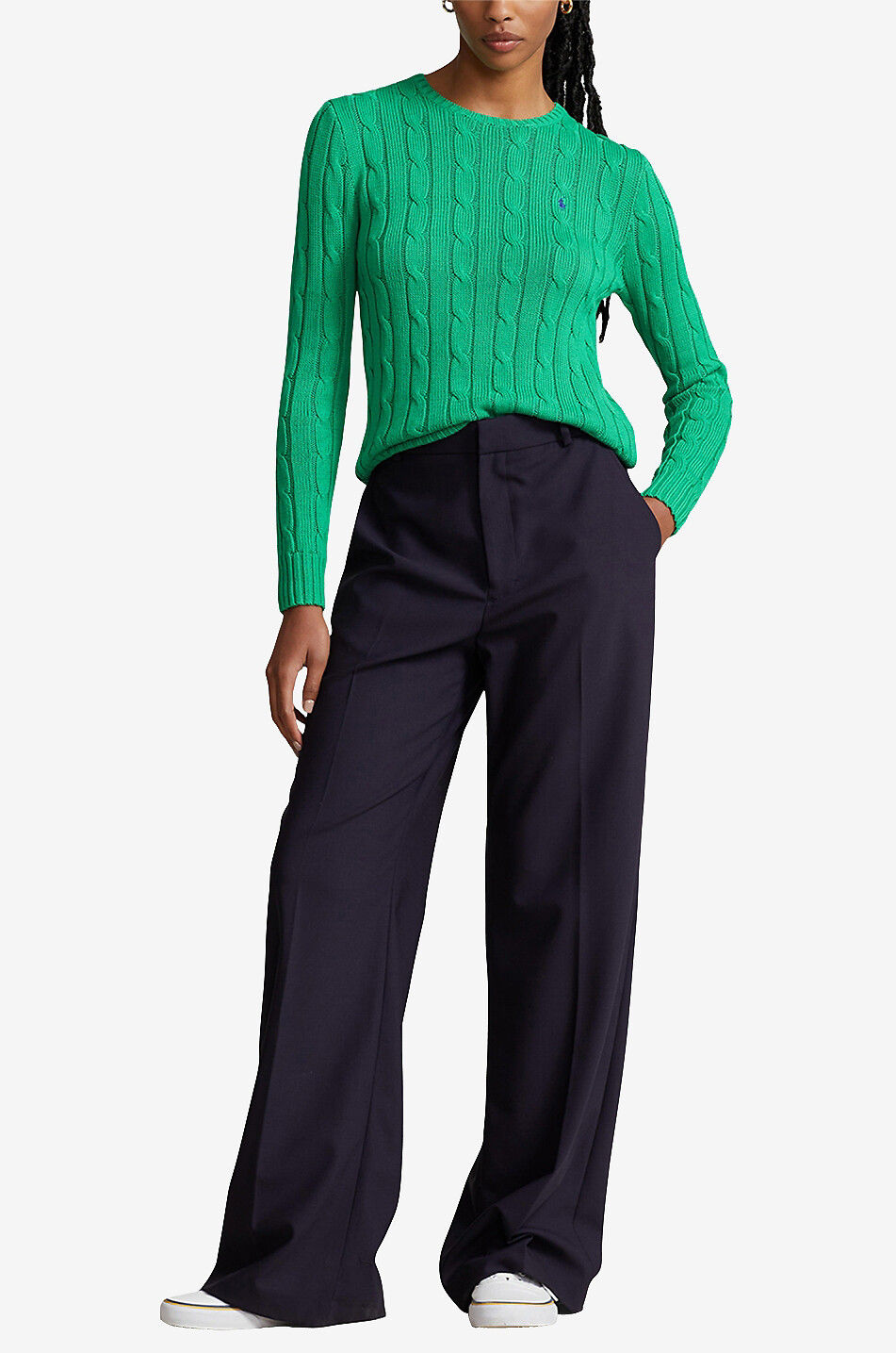 POLO RALPH LAUREN Pull torsadé à col rond en coton Pony Femme VERT 4