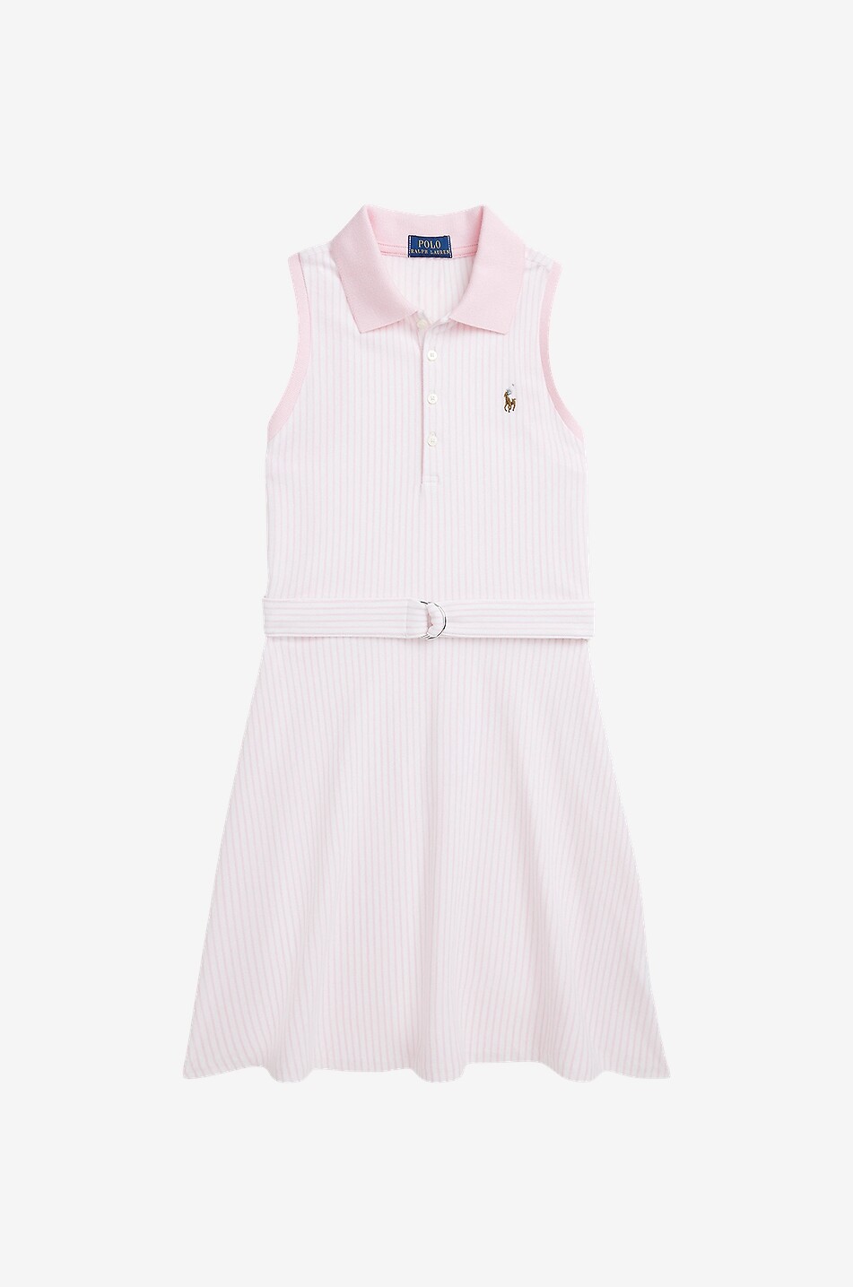 Belted striped sleeveless teenage girl polo dress