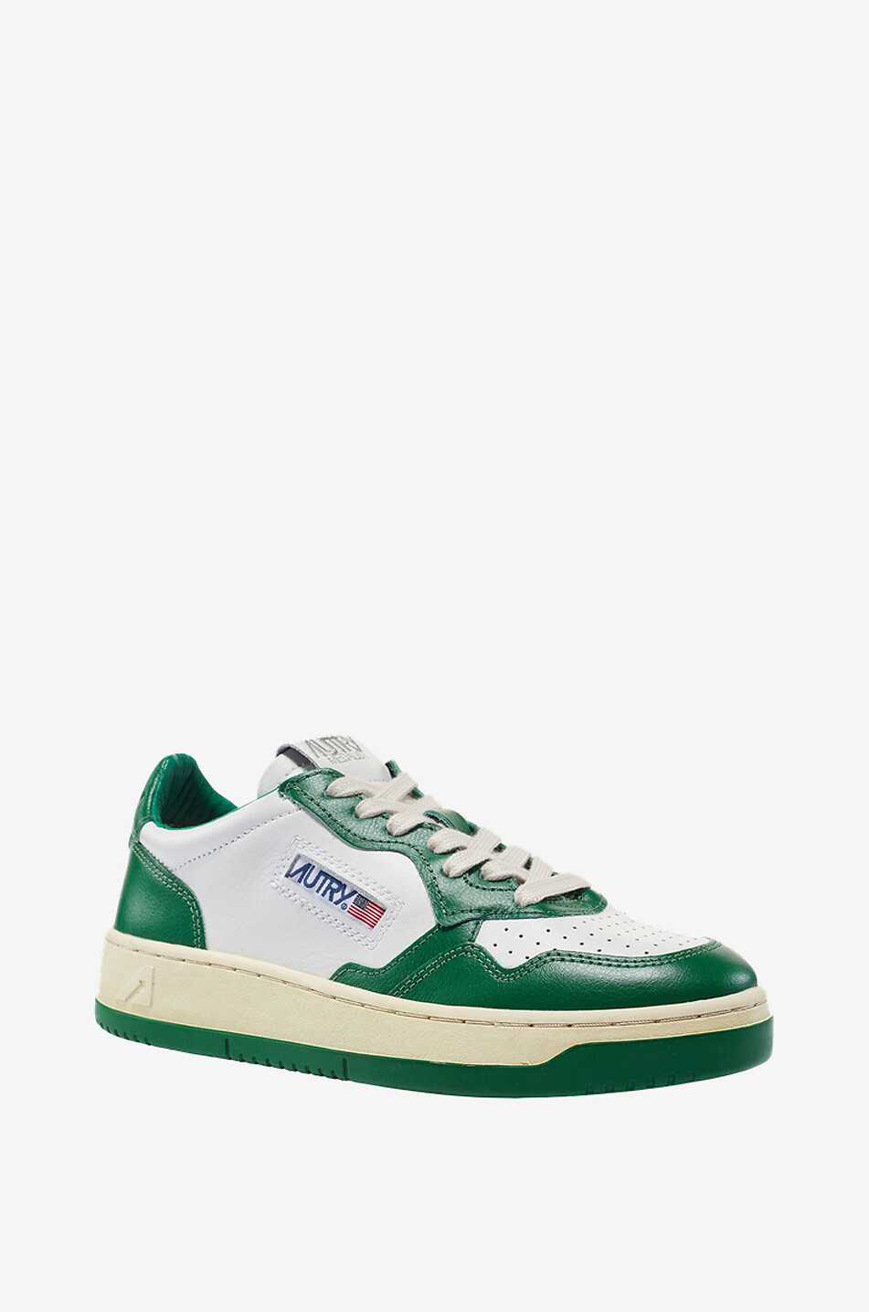 Niedrige weisse und grüne Sneakers Medalist