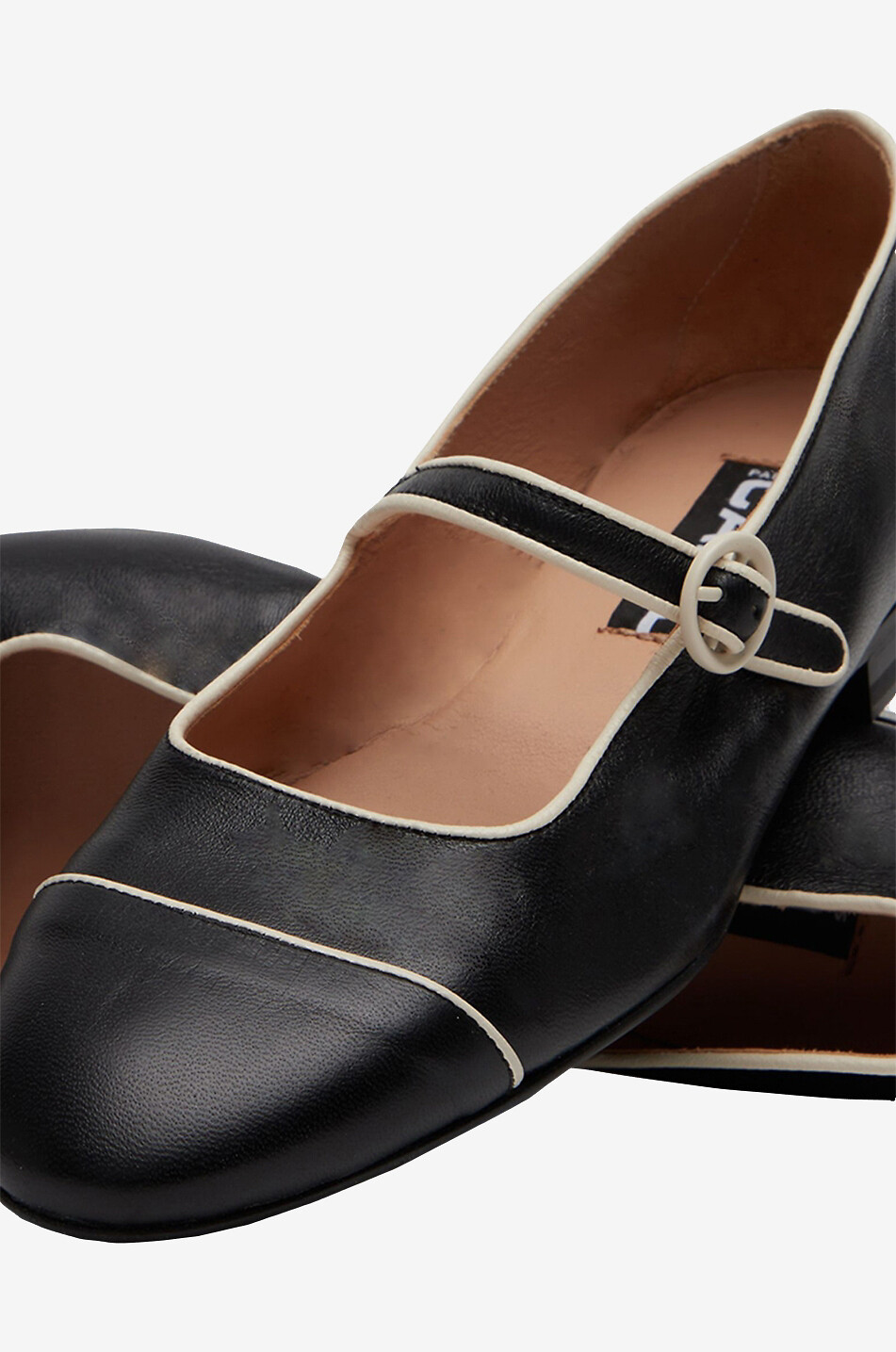 CAREL Ballerines en cuir à bride et passepoils Corail Femme NOIR 5