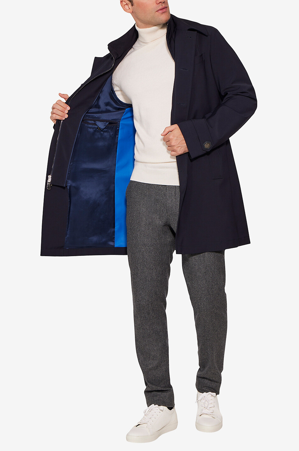 NORWEGIAN WOOL Euro tech wool raincoat Men DARK BLUE 4