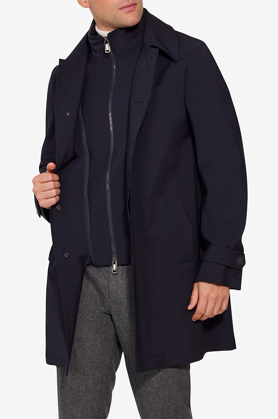 NORWEGIAN WOOL Euro tech wool raincoat Men DARK BLUE 5