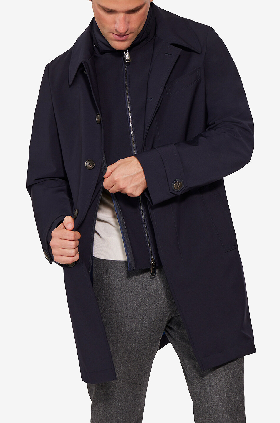 NORWEGIAN WOOL Regenmantel aus Techno-Wolle Euro Herren DUNKELBLAU 6