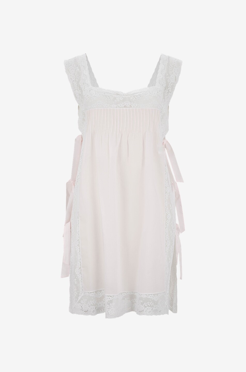 Short Fiocchini voile and lace self-tie babydoll