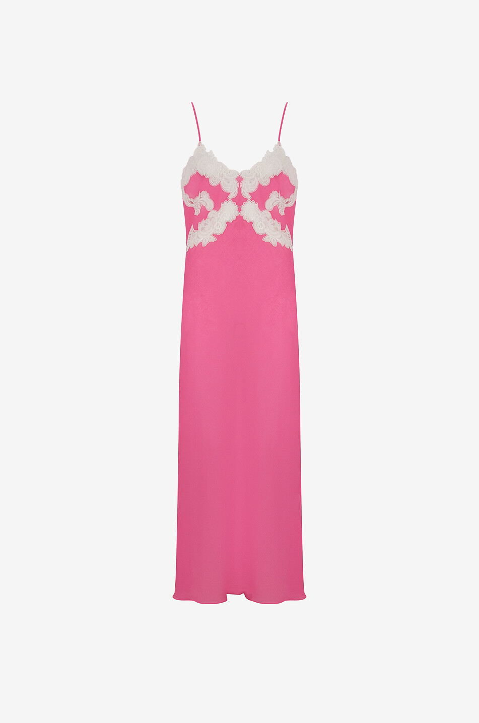 LORETTA CAPONI Nuisette longue en voile et dentelle Brook Femme ROSE FONCÉ 1