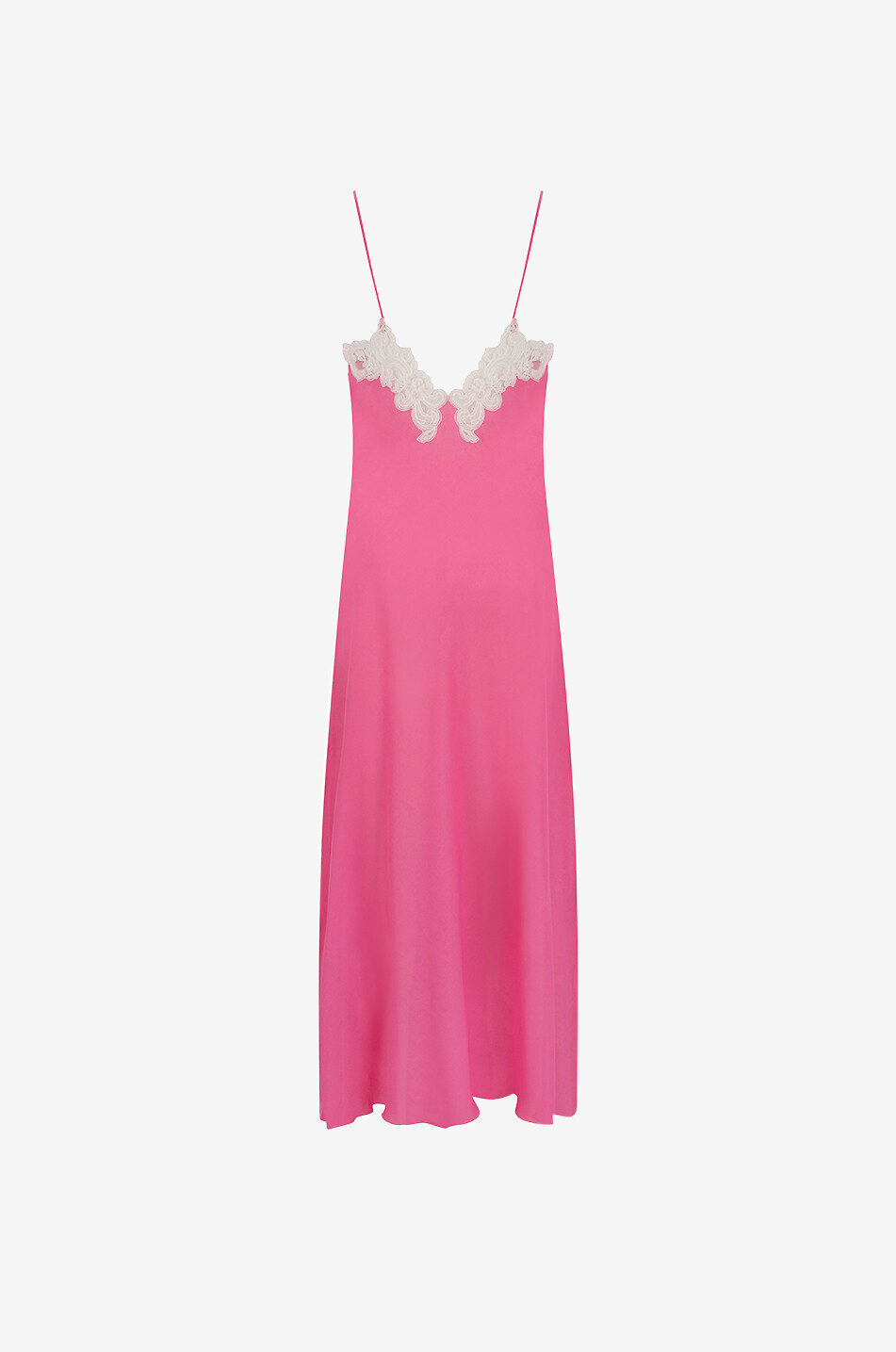 LORETTA CAPONI Nuisette longue en voile et dentelle Brook Femme ROSE FONCÉ 2