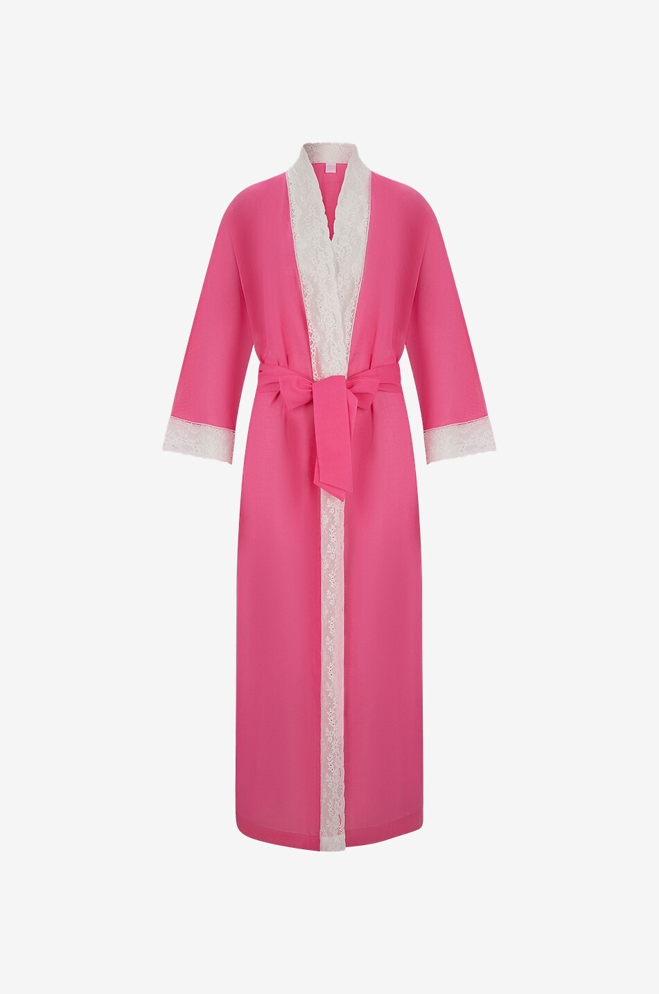 LORETTA CAPONI Bademantel aus Voile und Spitze Long Kimono Damen DUNKELROSA 1