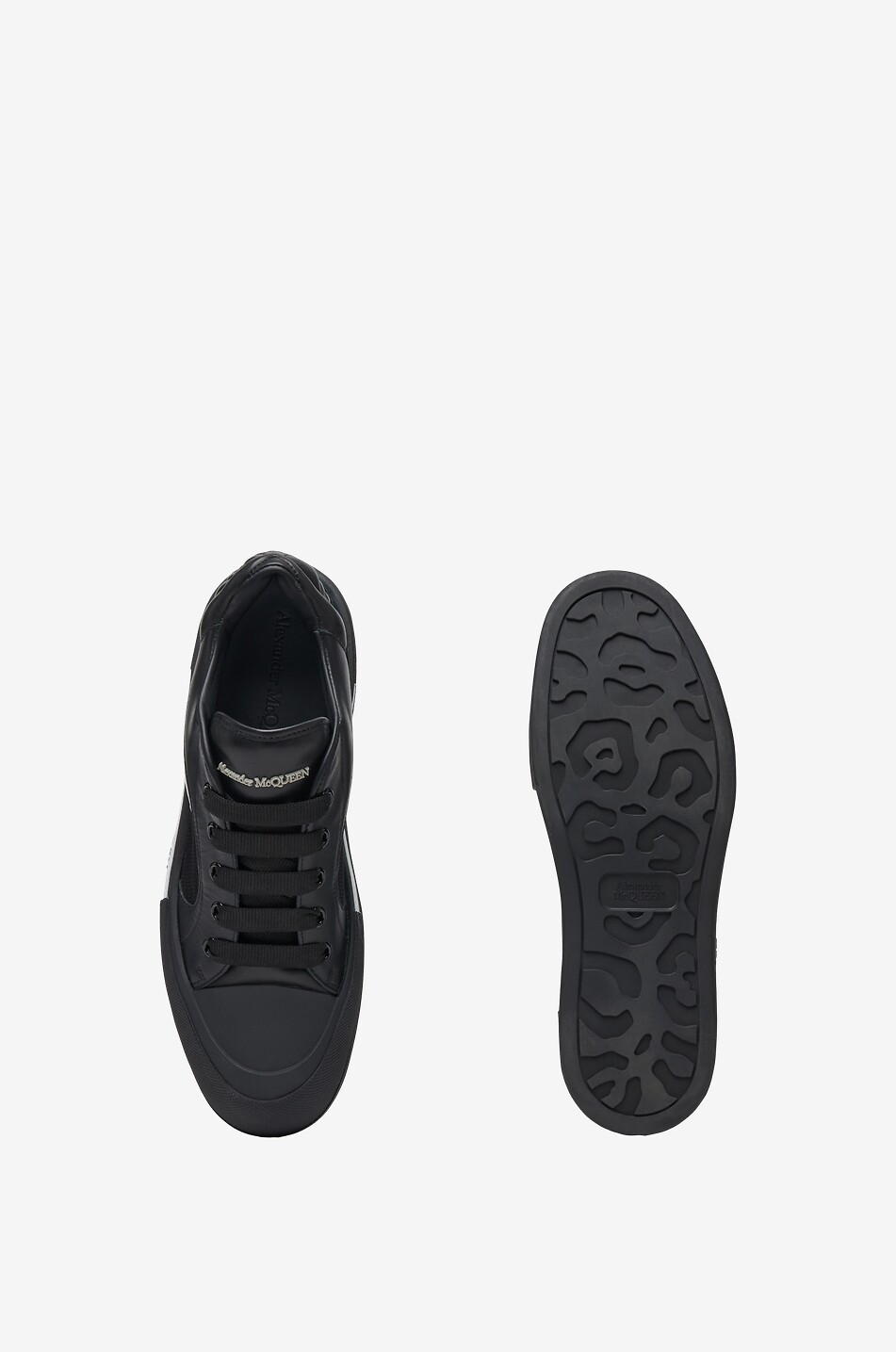 Deck skater inspired low-top multi-material lace-up sneakers