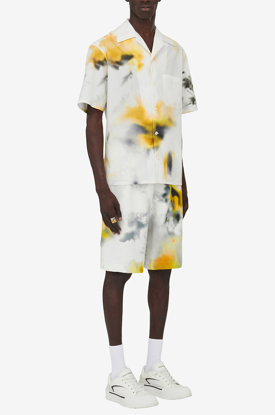 ALEXANDER McQUEEN Obscured Flower fluid jersey shorts Men WHITE 3