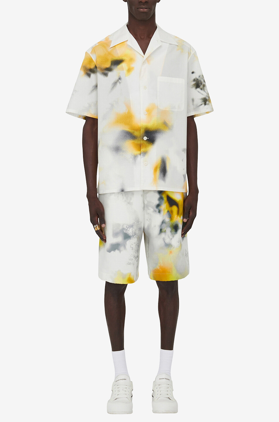 ALEXANDER McQUEEN Obscured Flower fluid jersey shorts Men WHITE 2