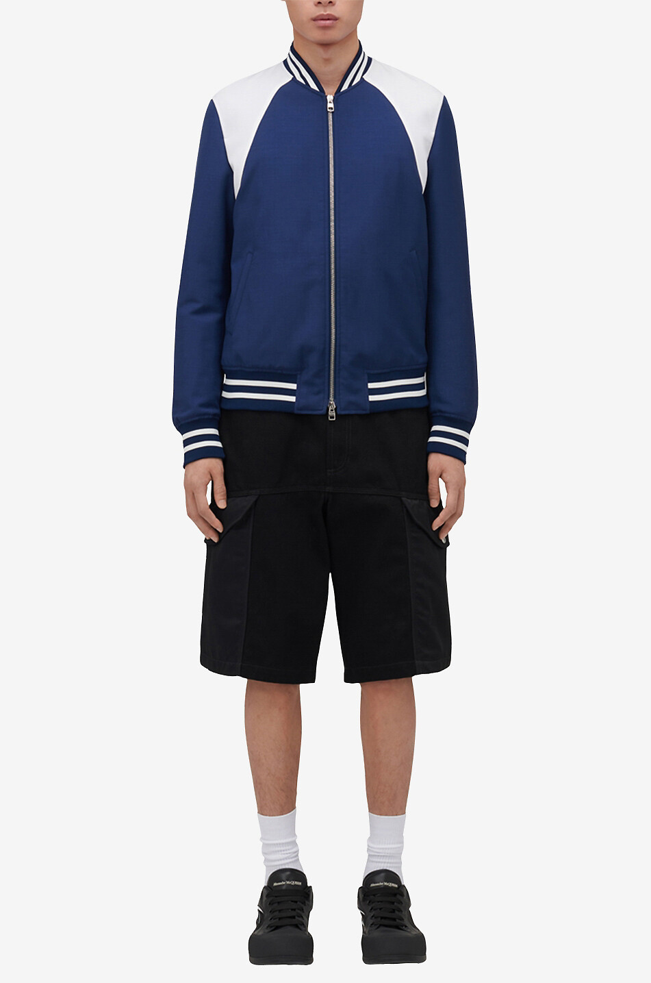 ALEXANDER McQUEEN Harness wool varsity jacket Men BLUE 3