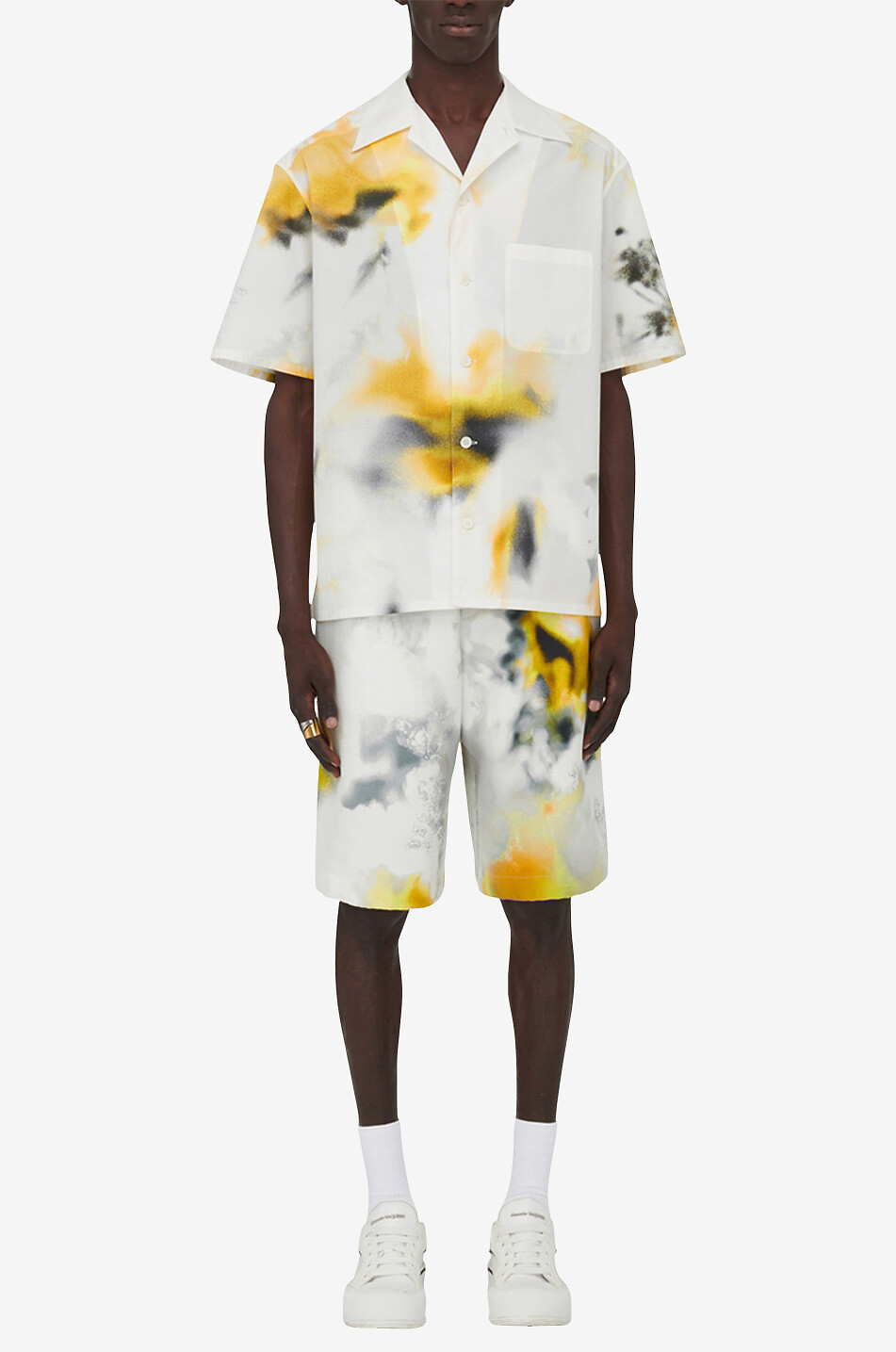 ALEXANDER McQUEEN Kurzarm-Bowlinghemd Obscured Flower Herren WEISS 3