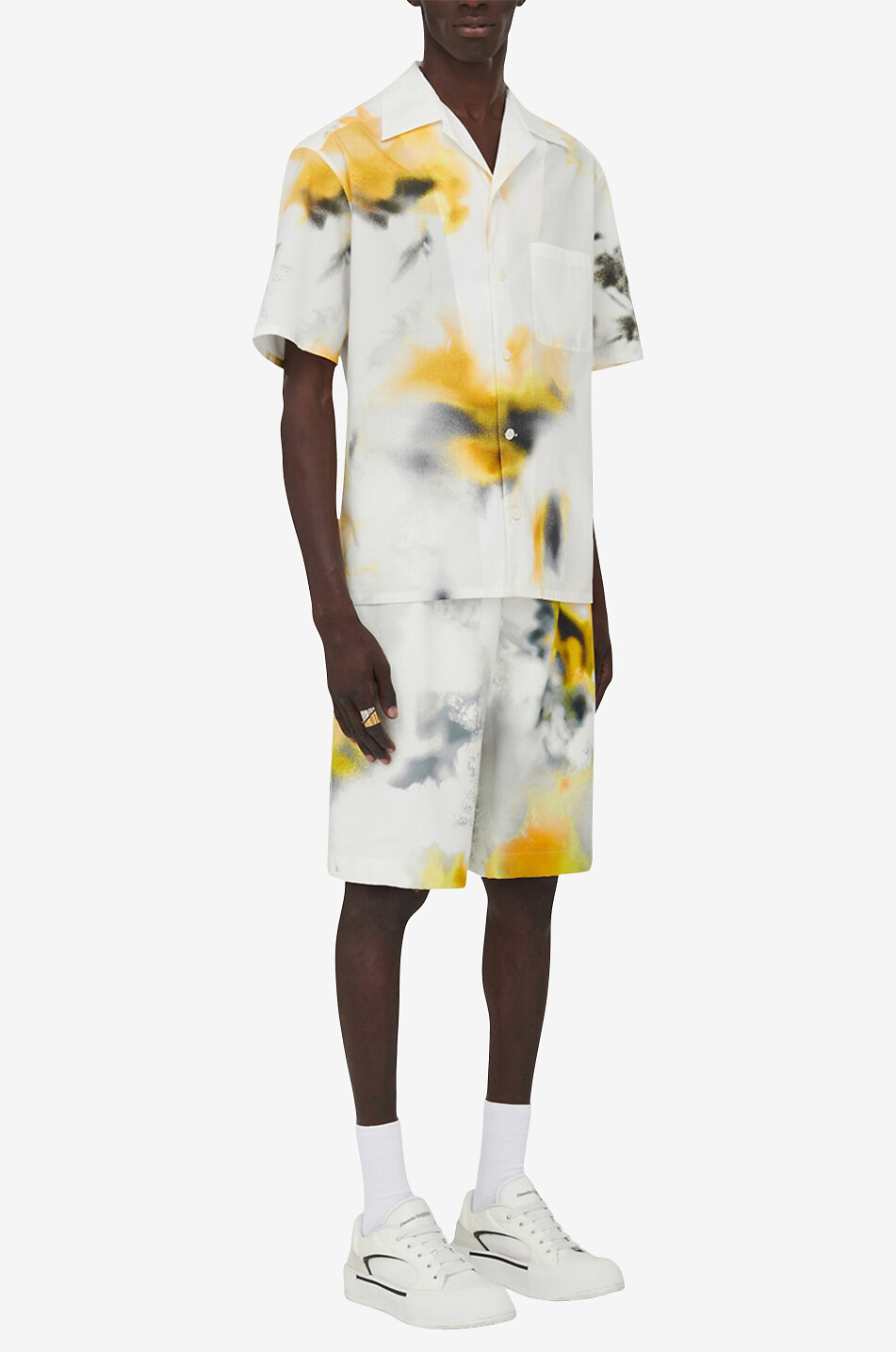 ALEXANDER McQUEEN Kurzarm-Bowlinghemd Obscured Flower Herren WEISS 4