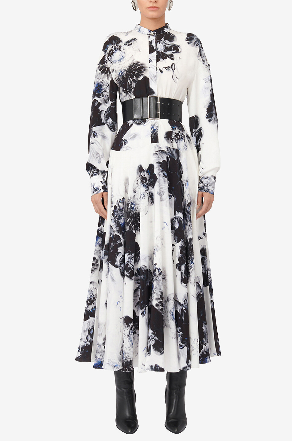 Robe chemise maxi en soie Chiaroscuro