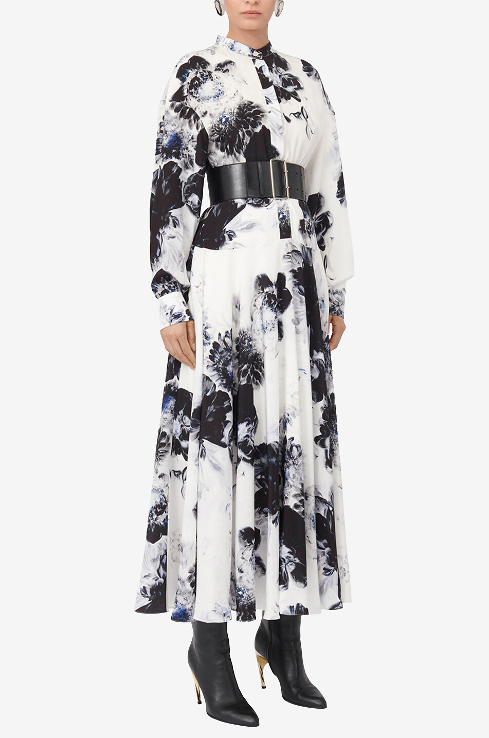 Robe chemise maxi en soie Chiaroscuro