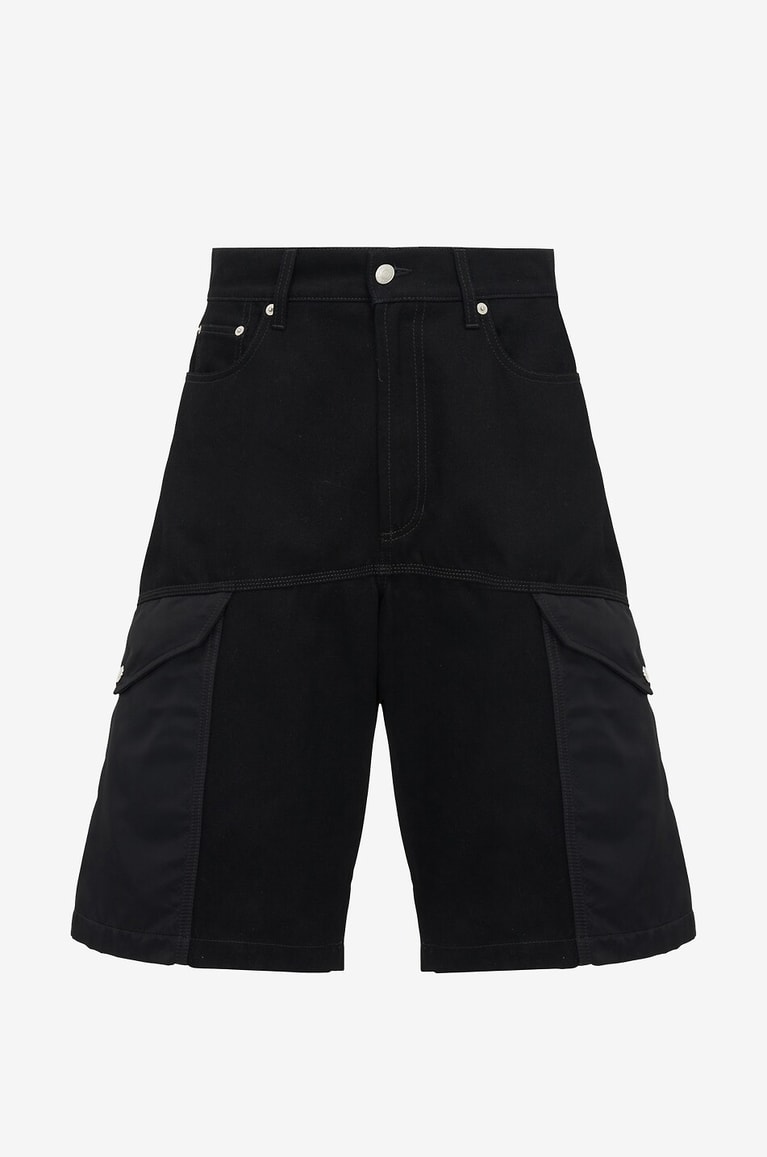 Hybrid denim cargo shorts - ALEXANDER McQUEEN - BLACK - Bongénie 