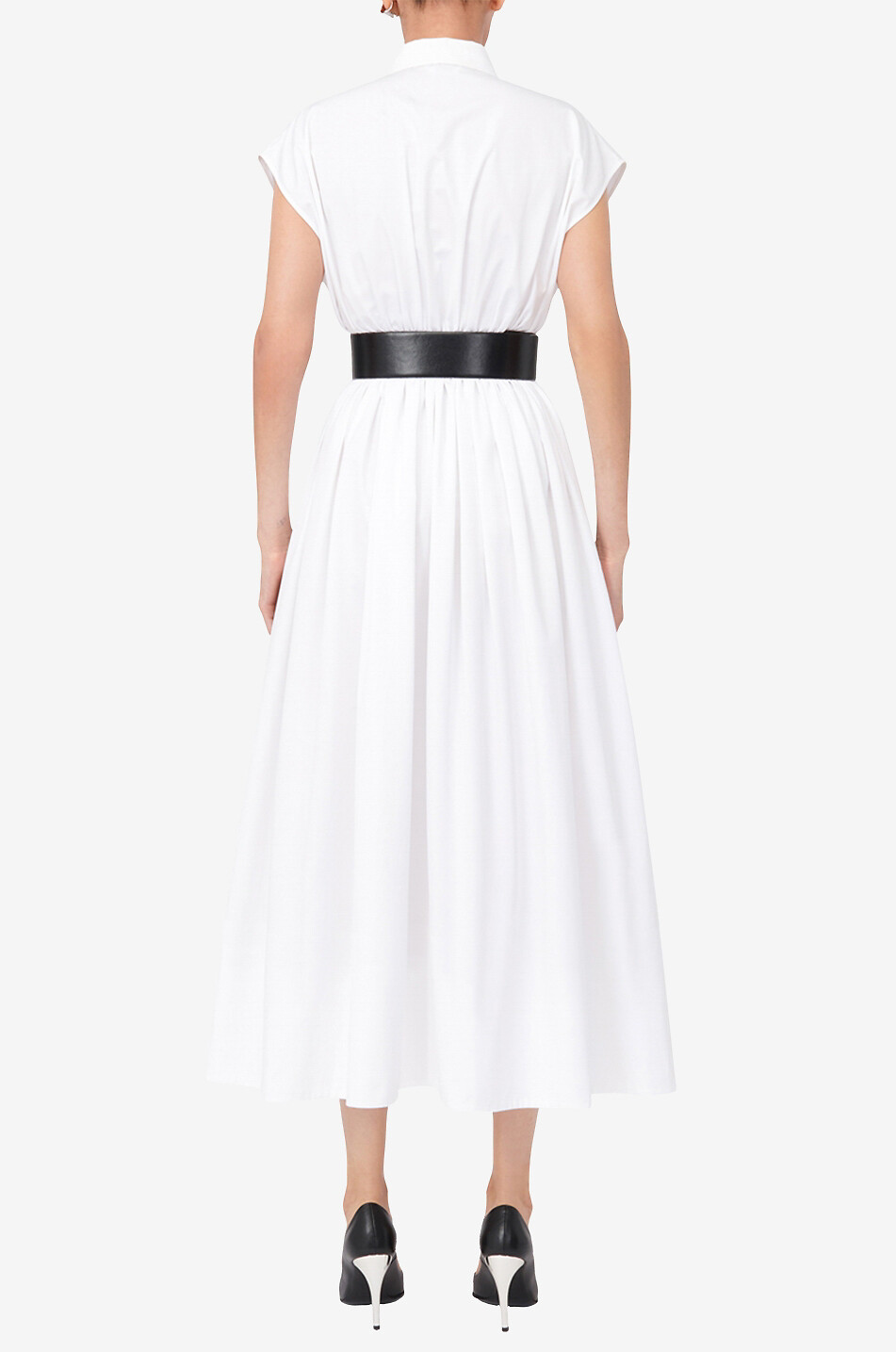 ALEXANDER McQUEEN Robe zippée midi en popeline Dropped Shoulder Femme BLANC 6